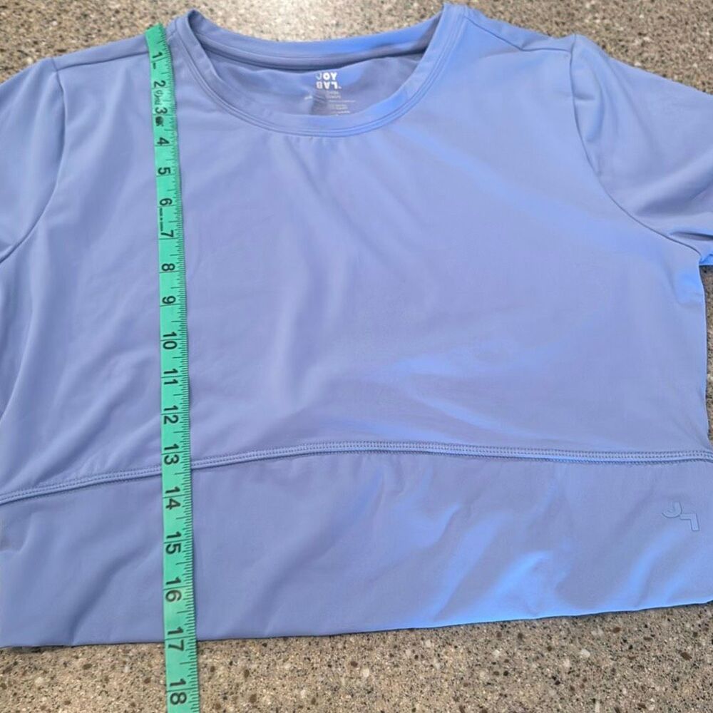 JOY LAB 2 Pc Short Sleeve Crop Top Activewear Athleisure Blue Black Crossback - Picture 8 of 8